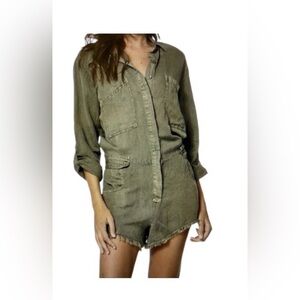 NWT YOUNG FABULOUS & BROKE Linen Blend Lake Side Romper Sz Xs
